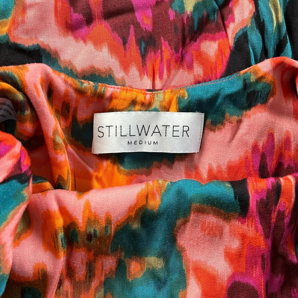 Stillwater Double Strap Slip Dress Medium Vibrant Floral Boho Maxi - Picture 7 of 8
